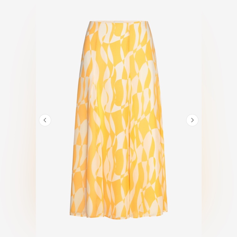 Calvin Klein Yellow and Cream Abstract Maxi Skirt